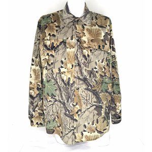 Men's Board Shirt Shirt Jac Shacket Velveteen Camo Snap Front Vintage 80's L